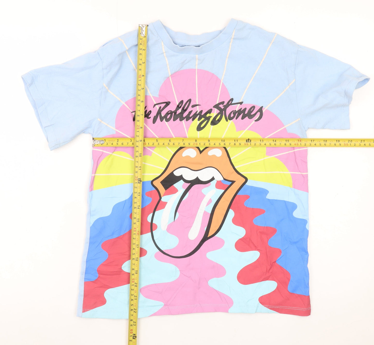 Next Girls Blue Multicoloured Rolling Stones Graphic Cotton T-Shirt 9 Years