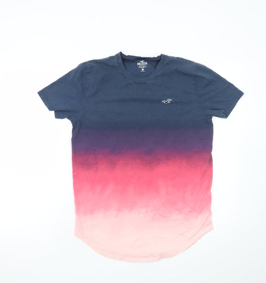 Hollister Men's Multicoloured Ombre Curved Hem Cotton T-Shirt Size M