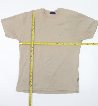 Kangol Men's Beige V-Neck Cotton Short Sleeve T-Shirt M