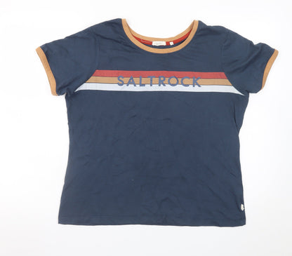 Saltrock Men's Blue Retro Logo Crew Neck Short Sleeve T-Shirt Size L