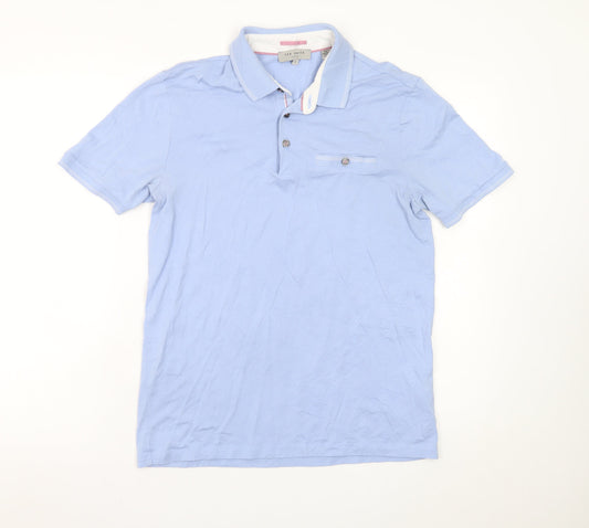 Ted Baker Men's Blue Cotton Modal Short Sleeve Polo Shirt Size M