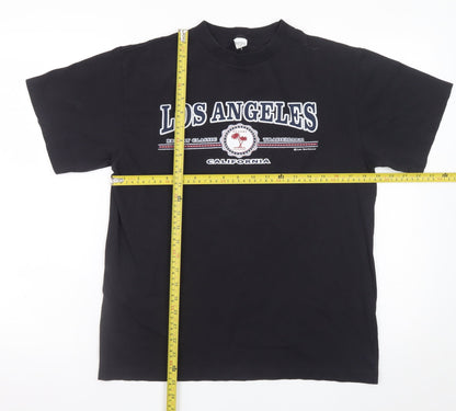 MiShi Men's Black Los Angeles California Graphic Cotton T-Shirt Size M