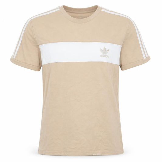 adidas Men's Beige Colourblock Crew Neck Short Sleeve T-Shirt M