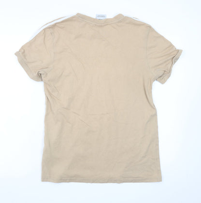 adidas Men's Beige Colourblock Crew Neck Short Sleeve T-Shirt M