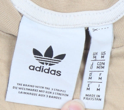 adidas Men's Beige Colourblock Crew Neck Short Sleeve T-Shirt M