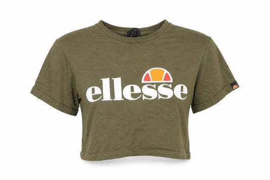 Ellesse Women’s Green Cropped Logo T-Shirt Size 8 Short Sleeve