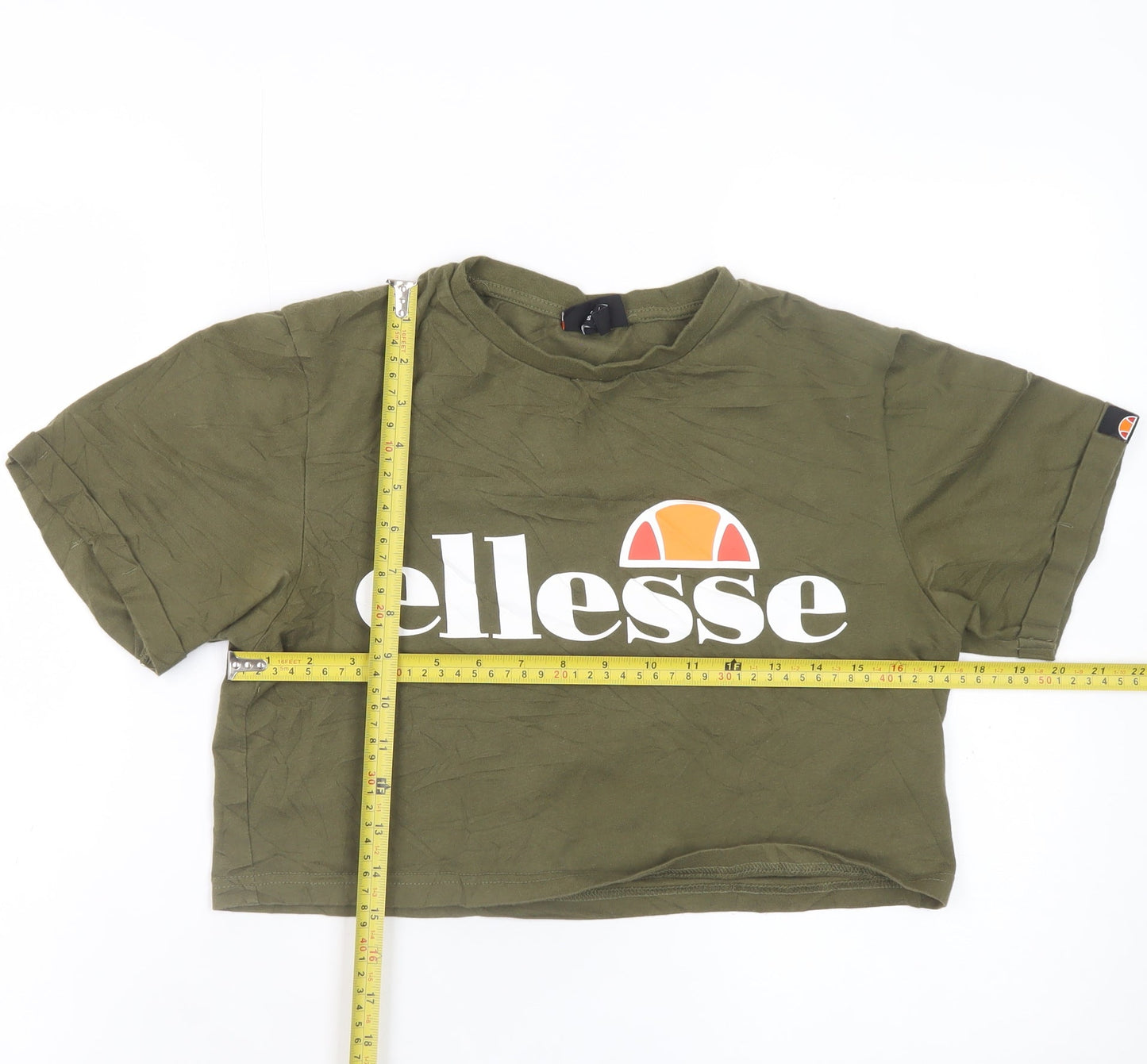 Ellesse Women’s Green Cropped Logo T-Shirt Size 8 Short Sleeve