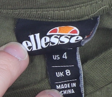 Ellesse Women’s Green Cropped Logo T-Shirt Size 8 Short Sleeve