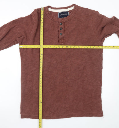 St. John's Bay Men's Brown Henley Long Sleeve T-Shirt LT