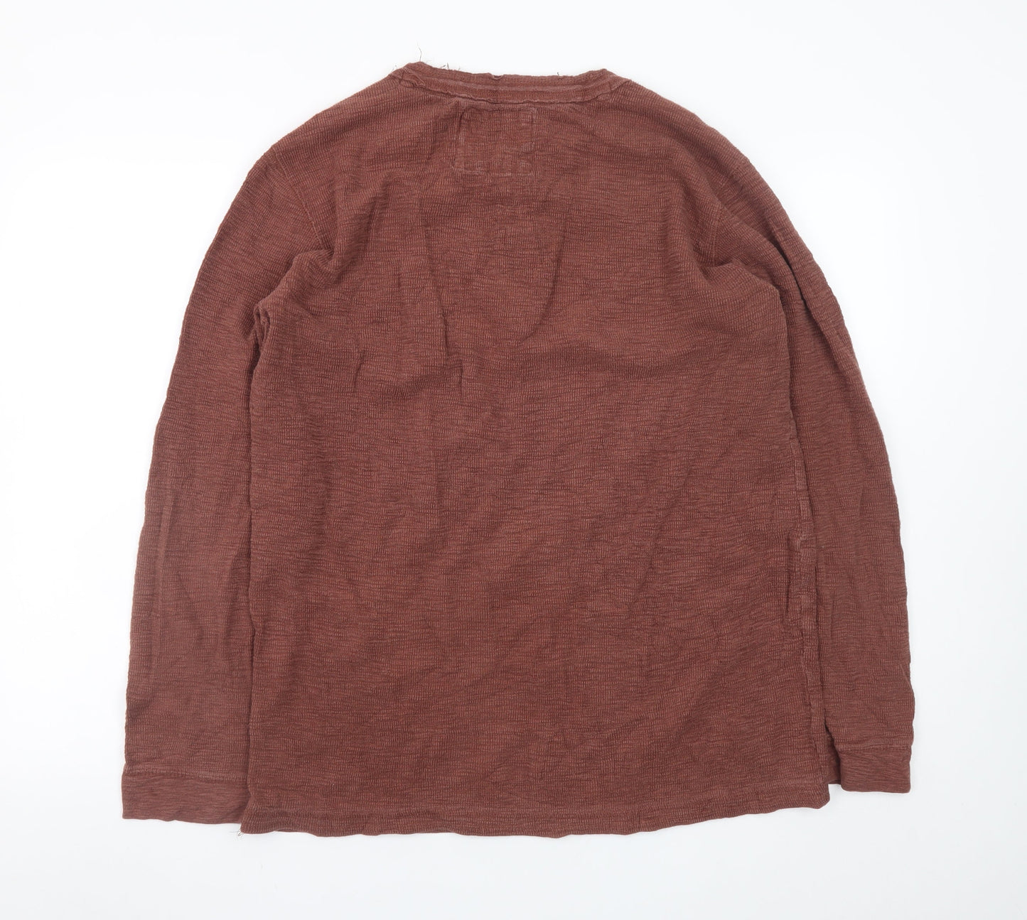 St. John's Bay Men's Brown Henley Long Sleeve T-Shirt LT