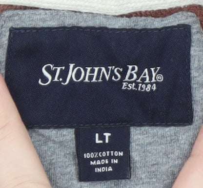 St. John's Bay Men's Brown Henley Long Sleeve T-Shirt LT