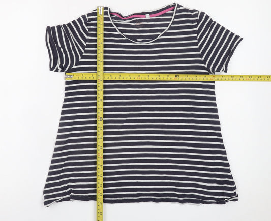 Boden Women Blue Striped Short Sleeve Jersey T-Shirt Size 8
