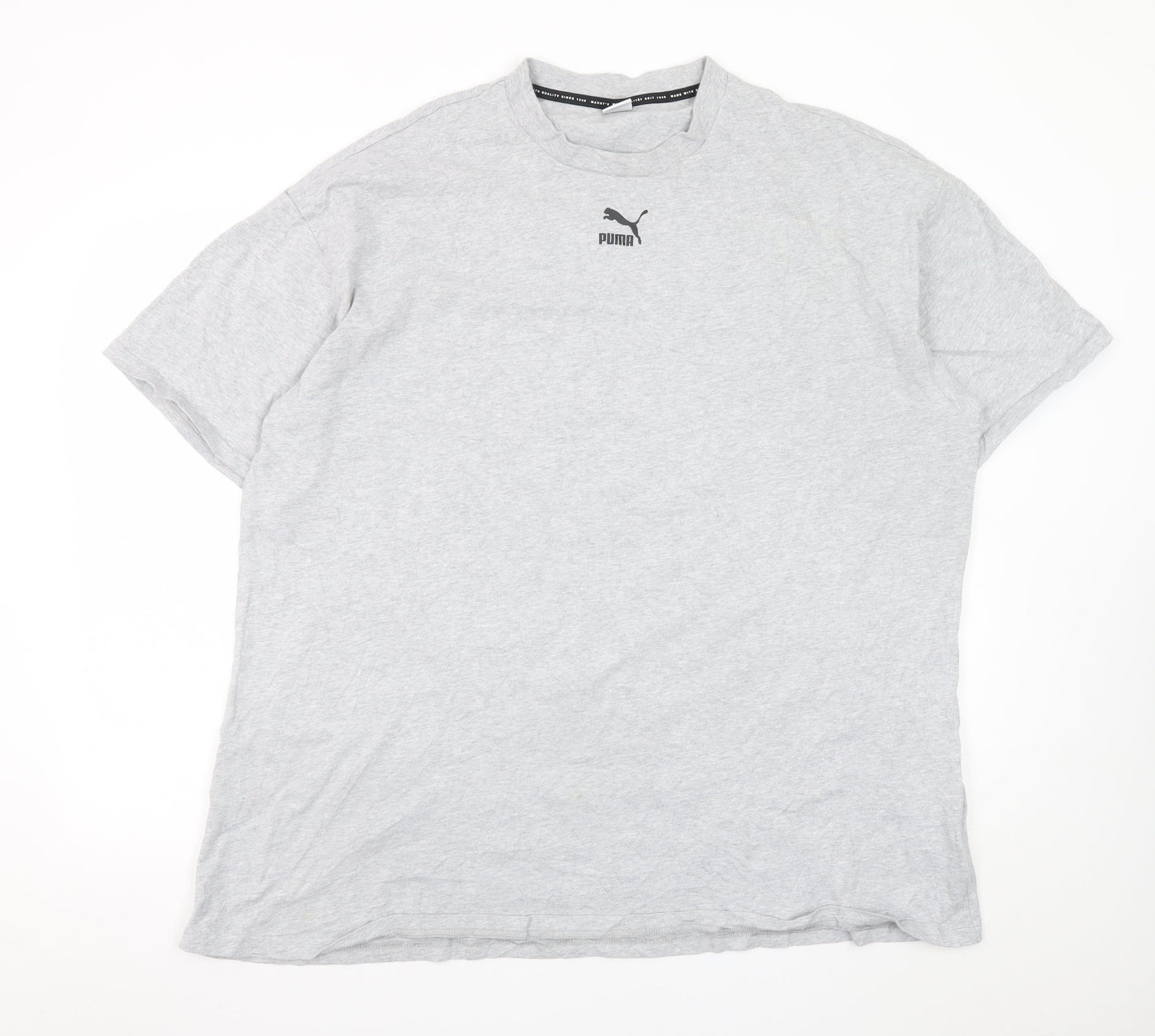 Puma Men's Grey Crew Neck Cotton Short Sleeve T-Shirt M