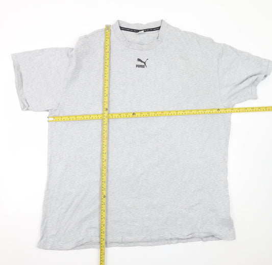 Puma Men's Grey Crew Neck Cotton Short Sleeve T-Shirt M