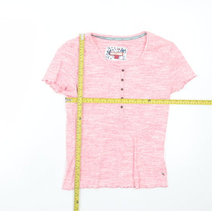 Joe Browns Women's Pink Short Sleeve Henley T-Shirt UK 14