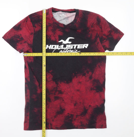 Hollister Mens Red Tie Dye Logo Crew Neck T-Shirt Size S