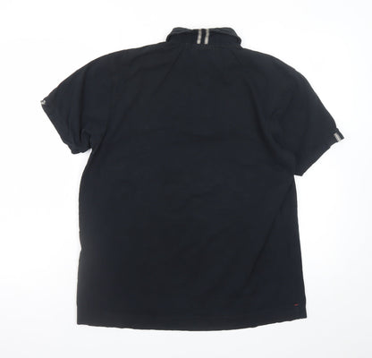 Rockport Men's Black Cotton Polo Shirt Size L Short Sleeve
