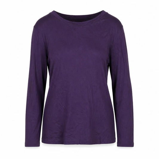 Part Two Women Purple Long Sleeve Basic Jersey Top Size M