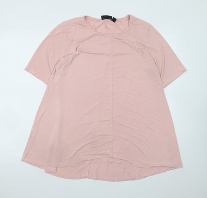 Nina Leonard Women Pink L T-Shirt Dress Short Sleeve Viscose
