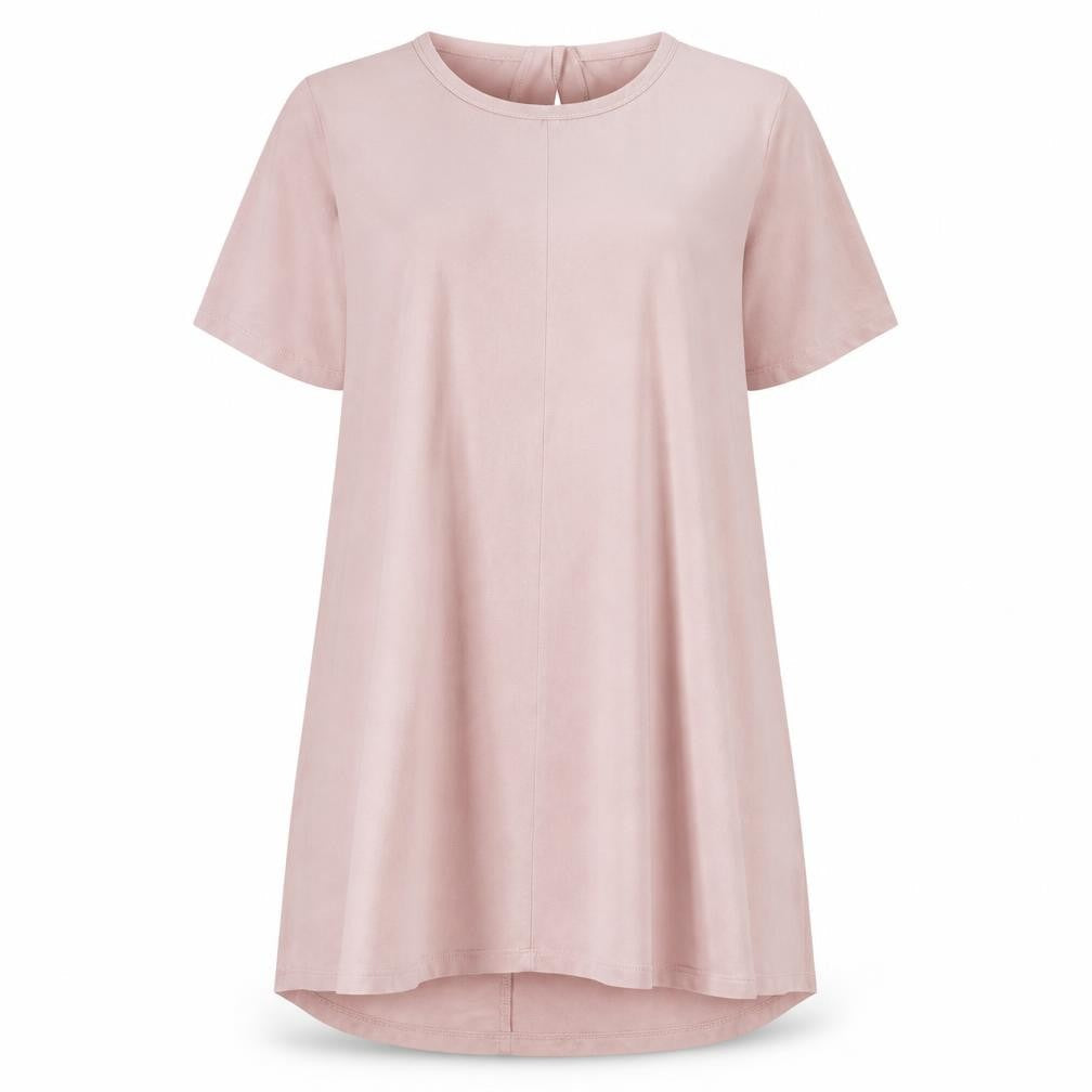 Nina Leonard Women Pink L T-Shirt Dress Short Sleeve Viscose
