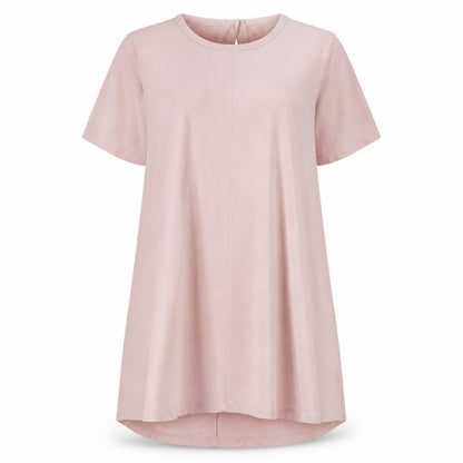 Nina Leonard Women Pink L T-Shirt Dress Short Sleeve Viscose