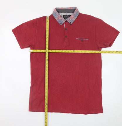 Jeff Banks Men’s Red Cotton Polo Shirt Size L 24:7 Short Sleeve