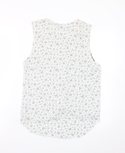 Topshop Women’s White Floral Bird Print Sleeveless Tank Top UK 10