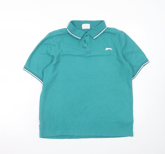 Slazenger Men's Green Regular Fit Short Sleeve Polo Shirt Size M