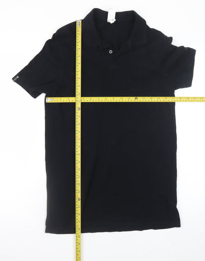 Inesis Men's Black Cotton Short Sleeve Polo Shirt Size L