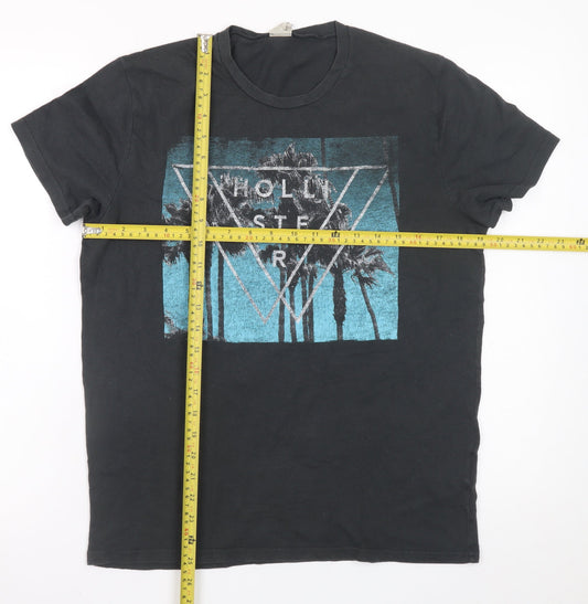 Hollister Men's Black California Graphic Print Crew Neck T-Shirt M