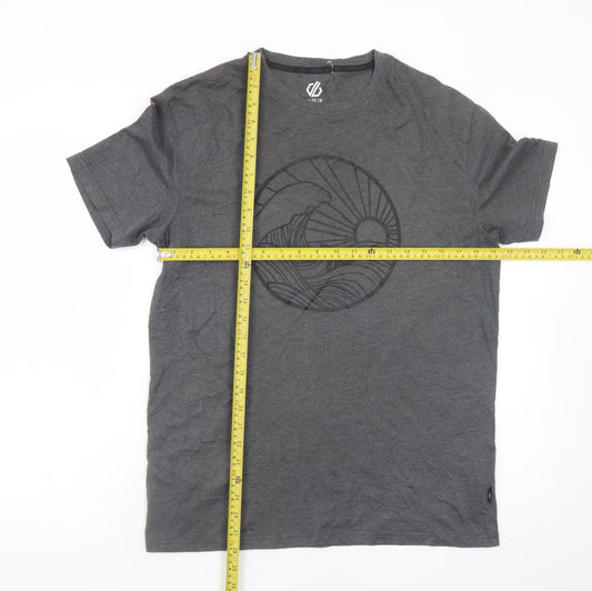Dare 2B Men's Grey Graphic Print Crew Neck Cotton T-Shirt Size M