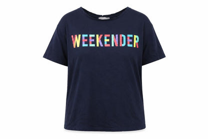 Red Herring Women's Blue Size 14 Weekend Print Cotton T-Shirt
