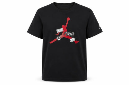 Front view of Jordan Teens Black XL Graphic Sports T-Shirt Air Flight 23 Cotton Blend