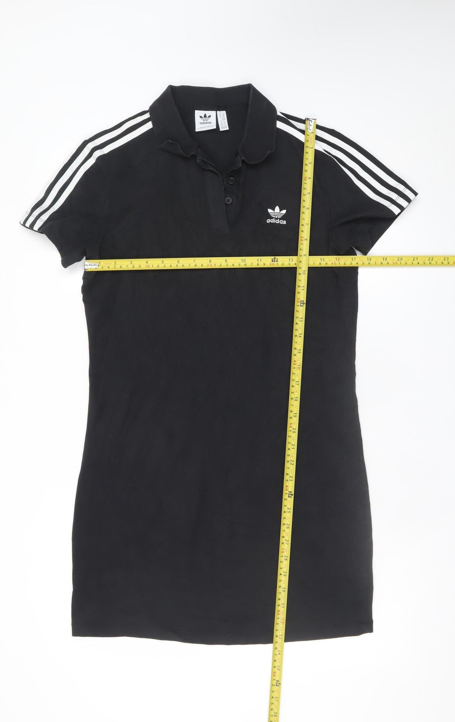 Adidas Womens Black Short Sleeve Collared T-Shirt Dress Size 14