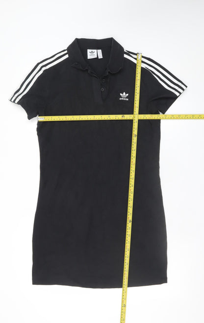Adidas Womens Black Short Sleeve Collared T-Shirt Dress Size 14