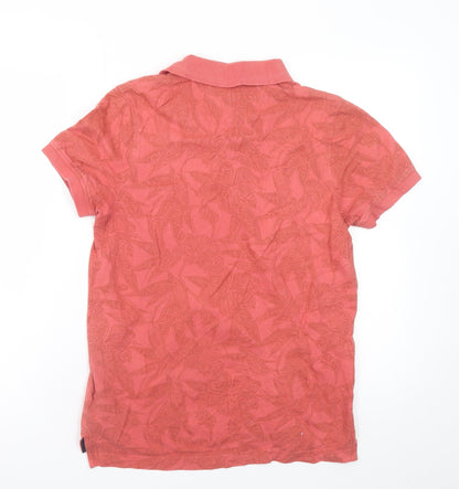Tommy Hilfiger Men's Red Floral Cotton Polo Shirt Size S
