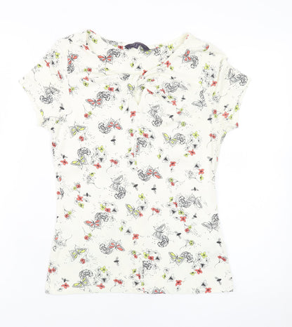Marks and Spencer Women Ivory Butterfly Floral Top UK 8 Petite