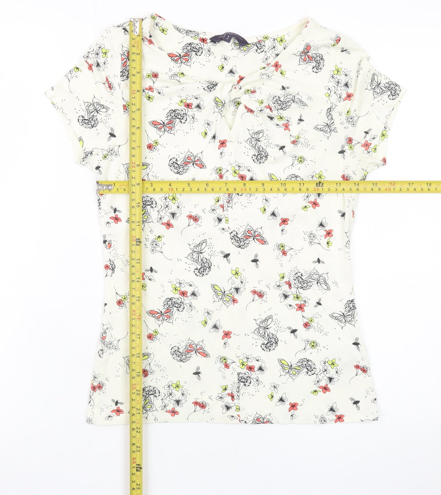 Marks and Spencer Women Ivory Butterfly Floral Top UK 8 Petite