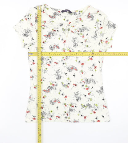 Marks and Spencer Women Ivory Butterfly Floral Top UK 8 Petite