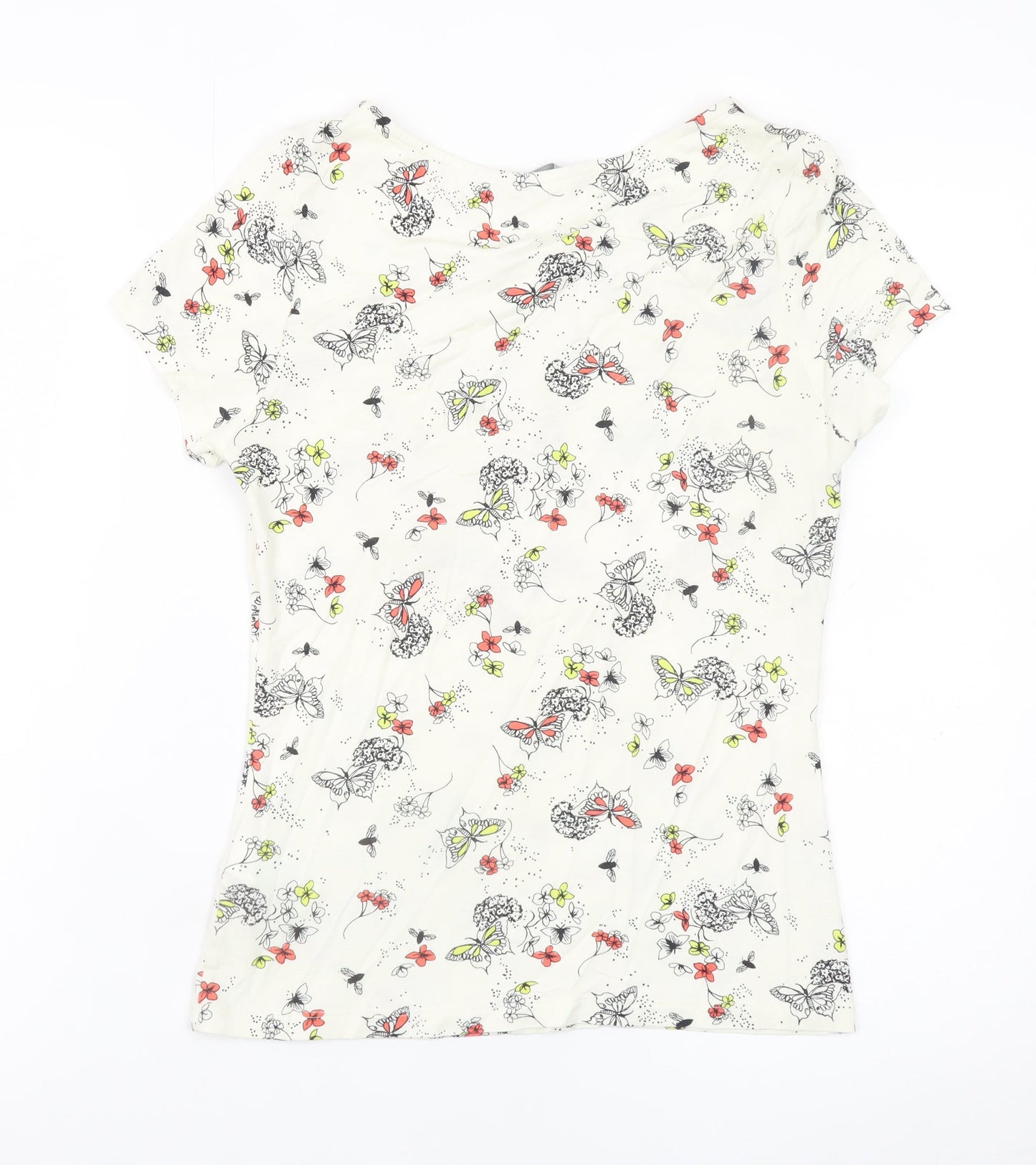 Marks and Spencer Women Ivory Butterfly Floral Top UK 8 Petite