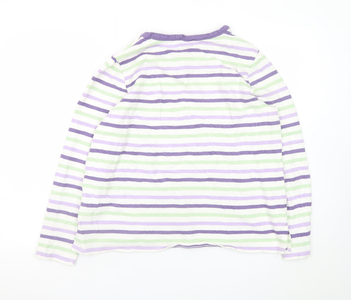 Marks and Spencer Women's Multicoloured Striped Long Sleeve Cotton T-Shirt Size 16