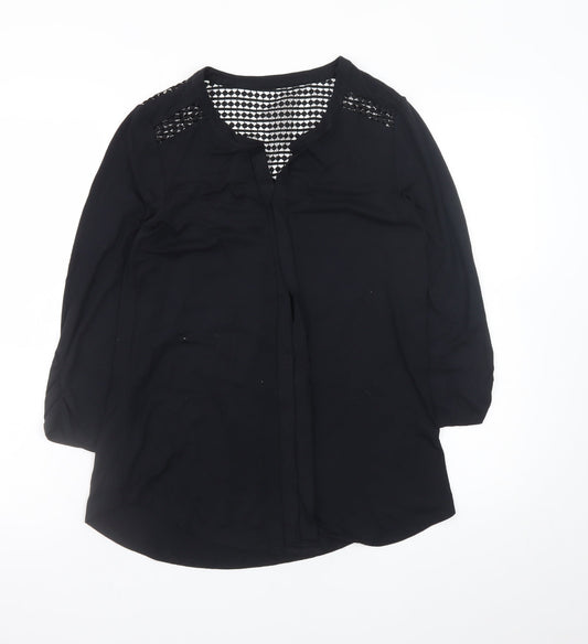 M&Co Women’s Black Lace Detail Tunic Blouse Size 10