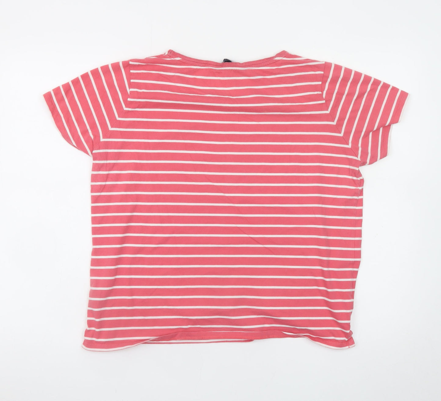 Crew Clothing Company Women Pink Striped Cotton T-Shirt Size 16