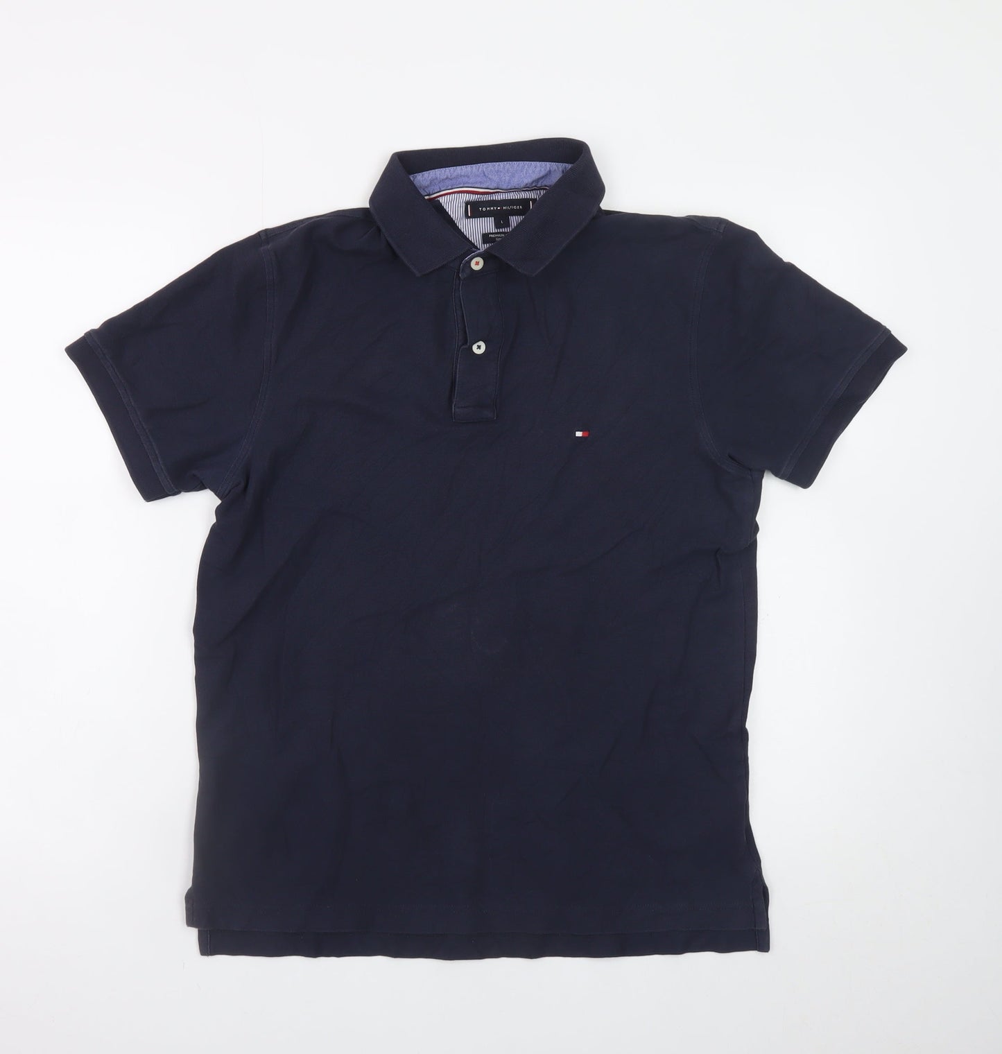Tommy Hilfiger Men's Blue L Regular Fit Cotton Polo Shirt