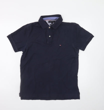 Tommy Hilfiger Men's Blue L Regular Fit Cotton Polo Shirt