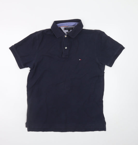 Tommy Hilfiger Men's Blue L Regular Fit Cotton Polo Shirt