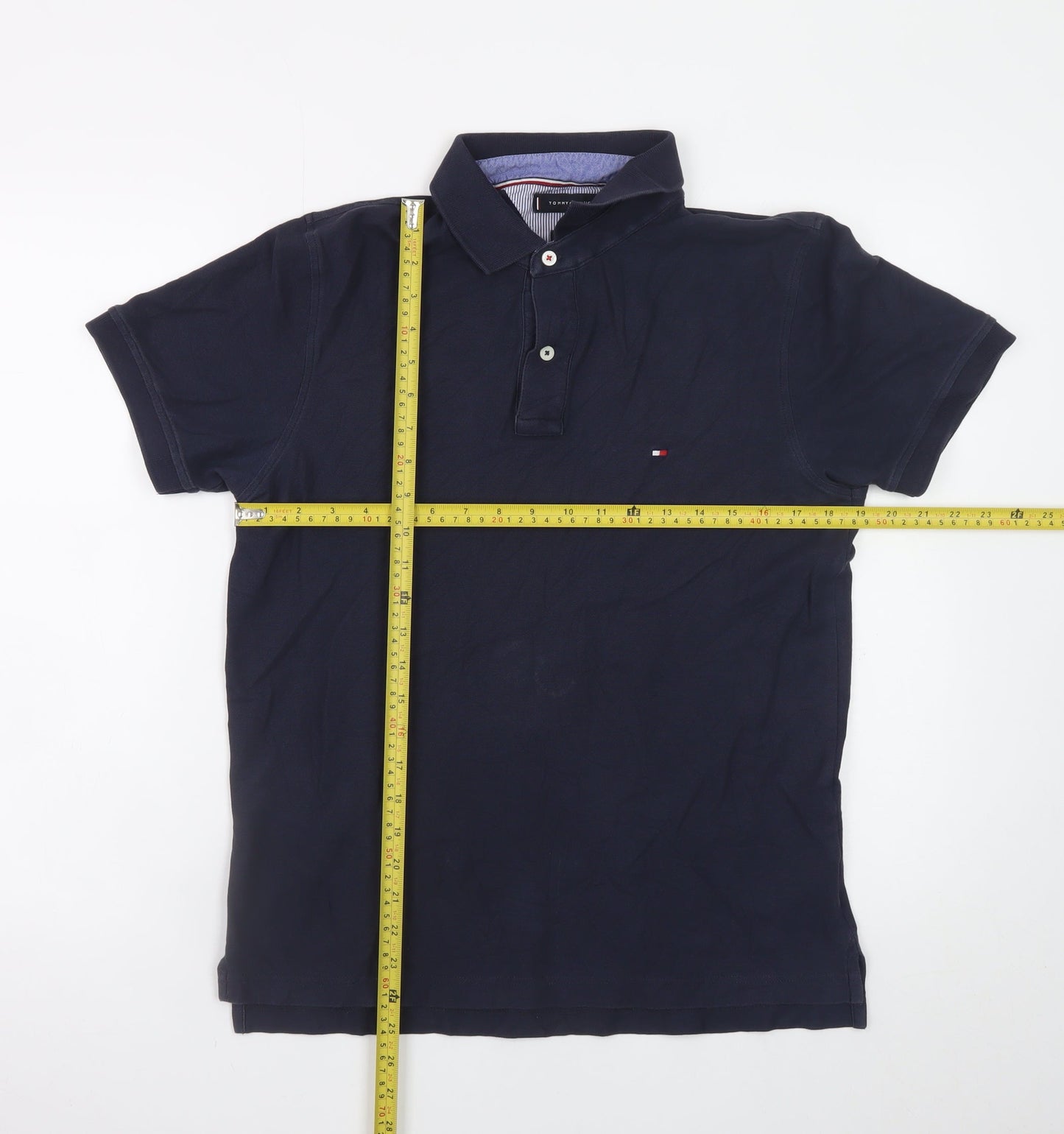 Tommy Hilfiger Men's Blue L Regular Fit Cotton Polo Shirt