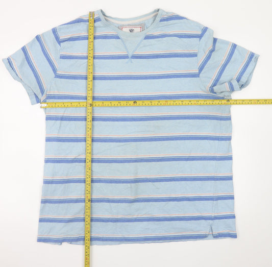 Fat Face Men's Blue Striped Cotton Crew Neck 2XL T-Shirt