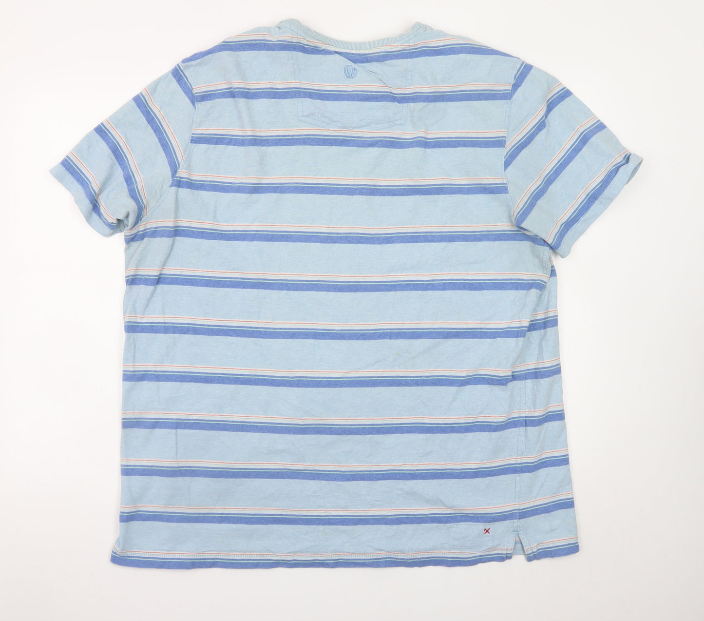 Fat Face Men's Blue Striped Cotton Crew Neck 2XL T-Shirt