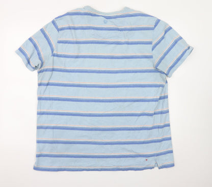 Fat Face Men's Blue Striped Cotton Crew Neck 2XL T-Shirt